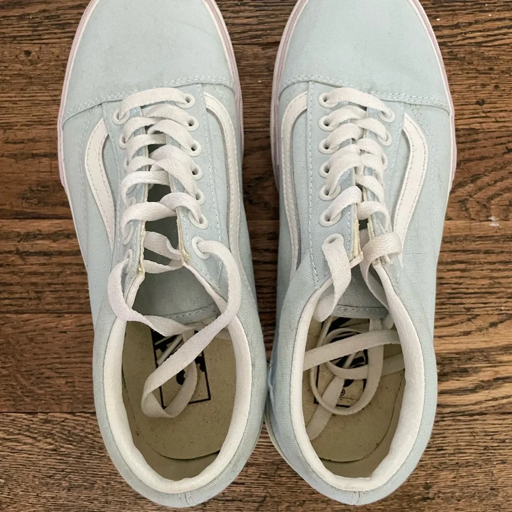Vans Old Skool Stacked Platform Shoe Pastel Baby Blue Womens 9 US - Picture 2 of 5